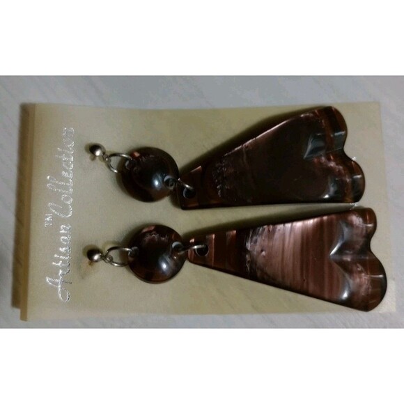 Women's Fashion Brown Boho Dangle Pierced Earrings NWT - Picture 3 of 3